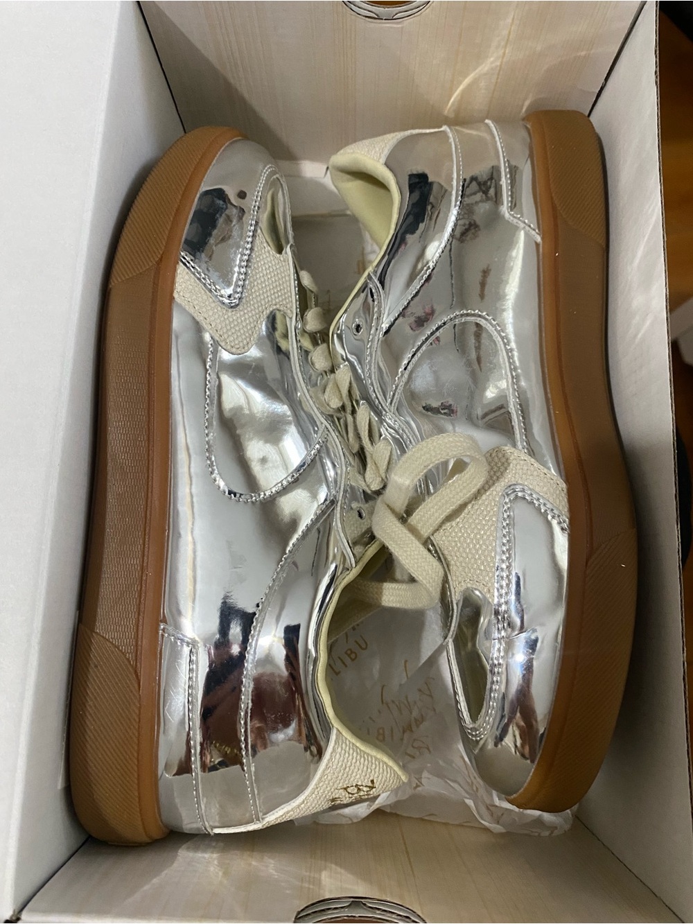 Blowfish Womens Silver Metallic Sneakers with Gum Sole